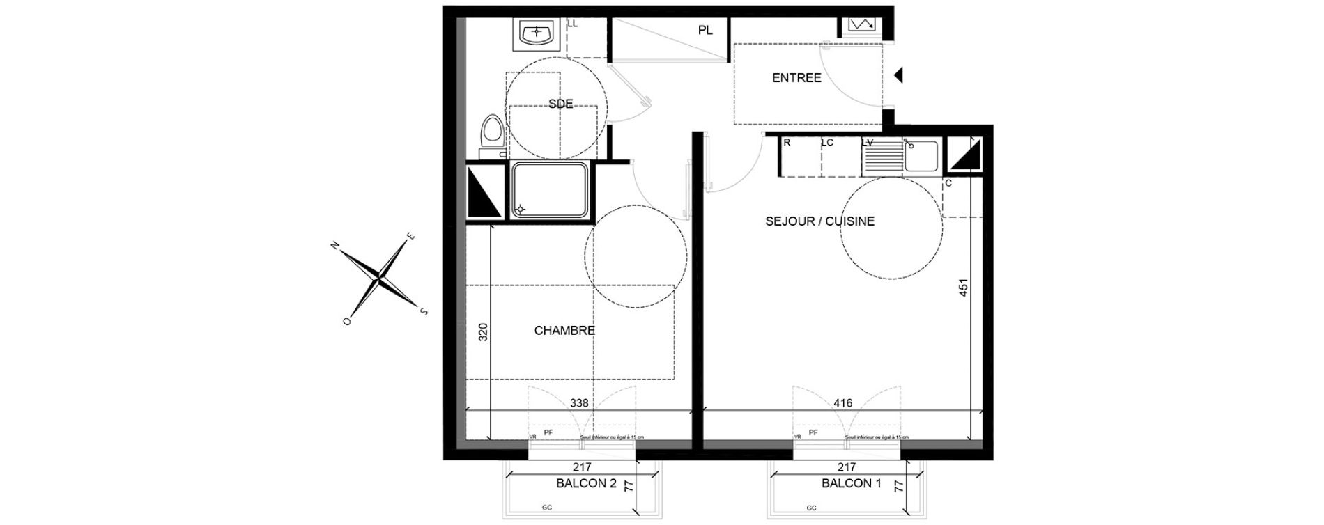 Appartement T2 de 43,25 m2 &agrave; Villiers-Sur-Marne Les perroquets