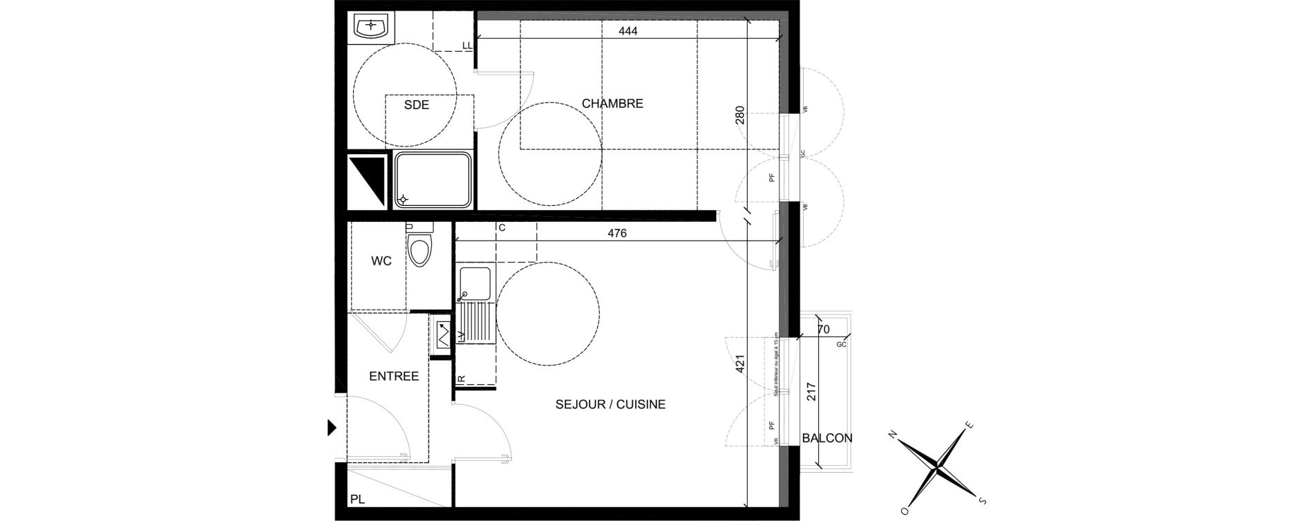 Appartement T2 de 43,67 m2 &agrave; Villiers-Sur-Marne Les perroquets