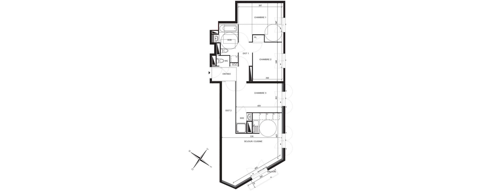 Appartement T4 de 78,67 m2 &agrave; Villiers-Sur-Marne Les perroquets