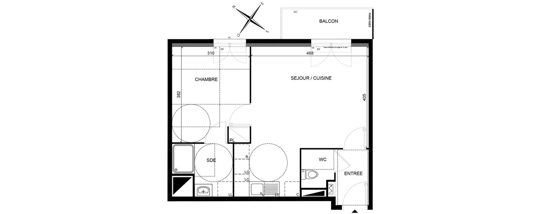 Appartement T2 de 45,28 m2 &agrave; Villiers-Sur-Marne Les perroquets