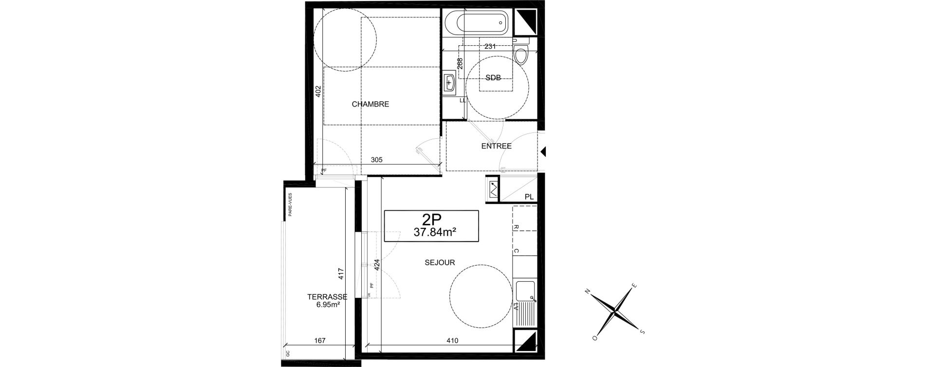 Appartement T2 de 37,84 m2 &agrave; Villiers-Sur-Marne Les perroquets