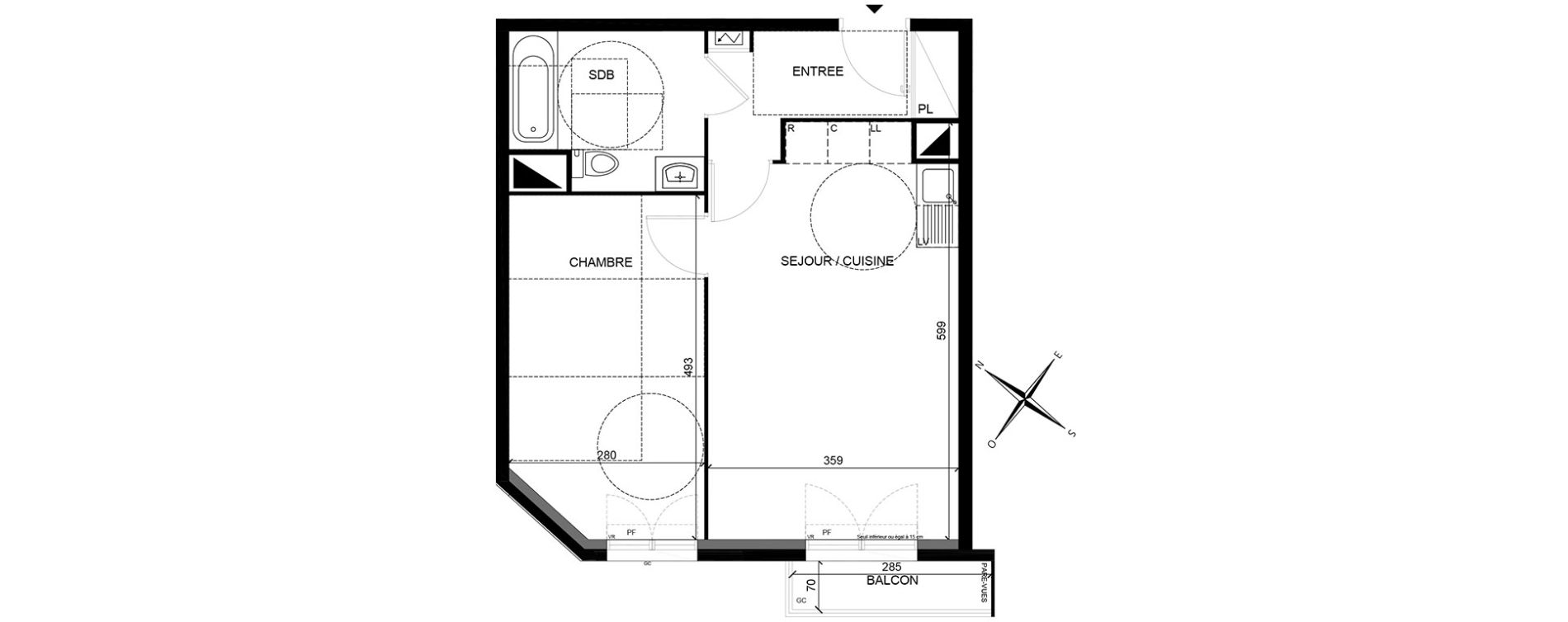 Appartement T2 de 44,65 m2 &agrave; Villiers-Sur-Marne Les perroquets