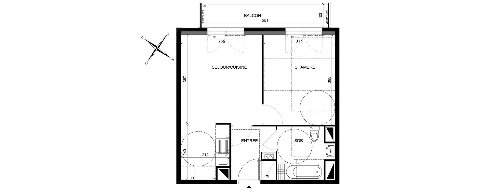 Appartement T2 de 40,59 m2 &agrave; Villiers-Sur-Marne Les perroquets