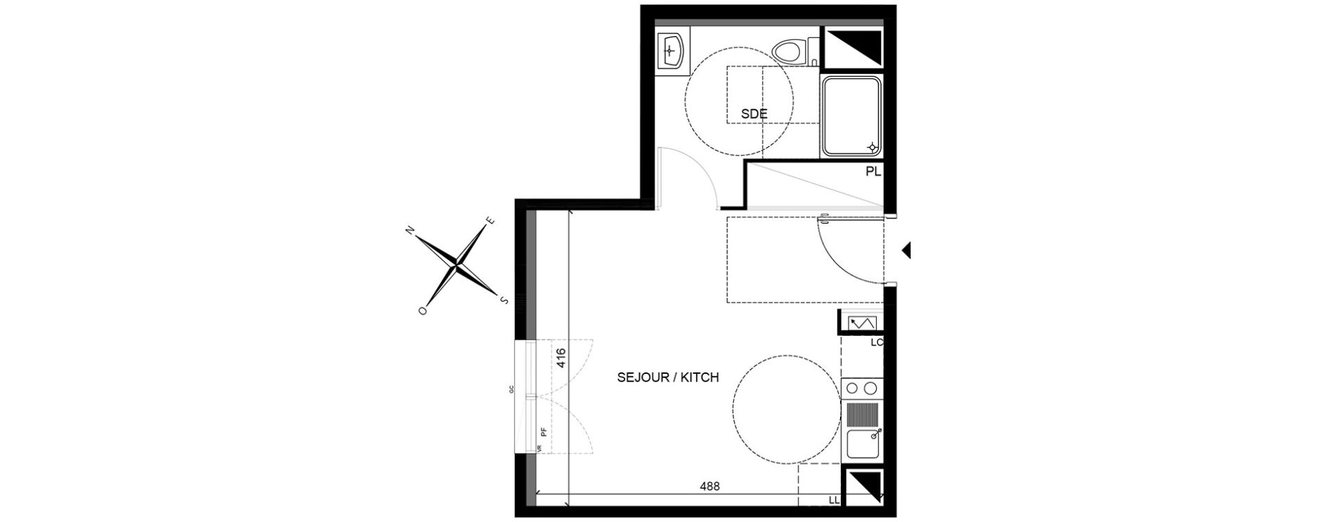 Appartement T1 de 27,41 m2 &agrave; Villiers-Sur-Marne Les perroquets