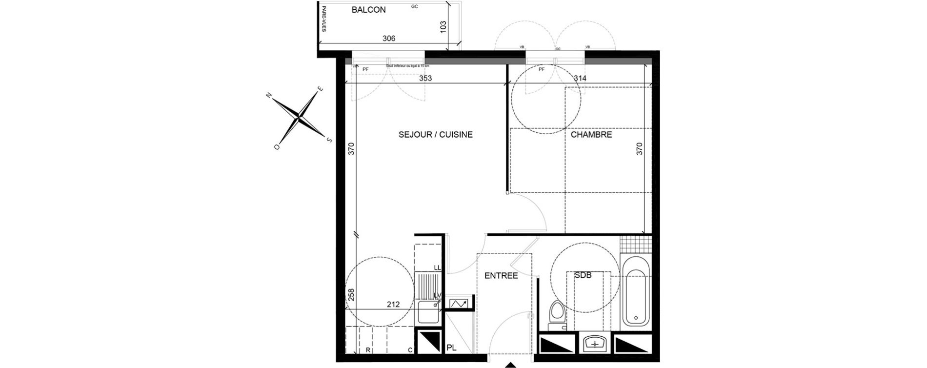 Appartement T2 de 40,50 m2 &agrave; Villiers-Sur-Marne Les perroquets