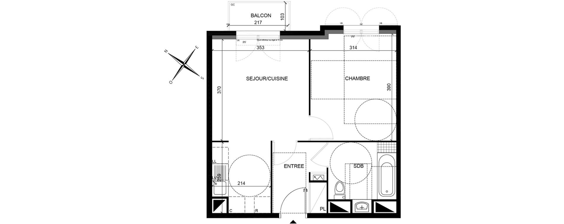 Appartement T2 de 41,04 m2 &agrave; Villiers-Sur-Marne Les perroquets