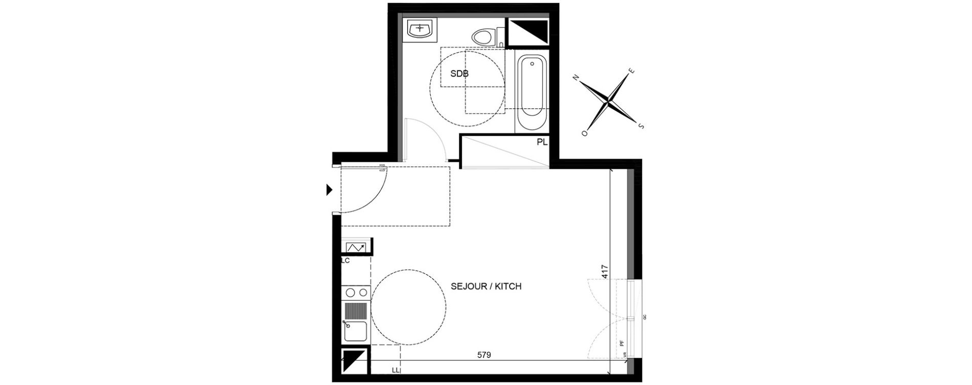 Appartement T1 de 32,22 m2 &agrave; Villiers-Sur-Marne Les perroquets