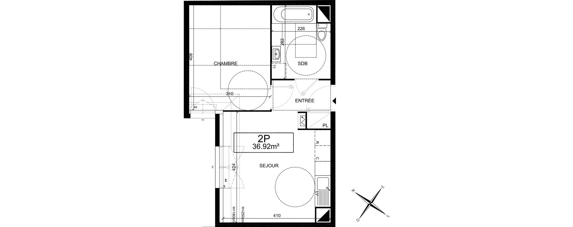 Appartement T2 de 36,92 m2 &agrave; Villiers-Sur-Marne Les perroquets