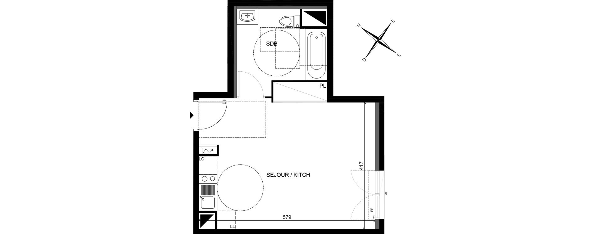 Appartement T1 de 32,22 m2 &agrave; Villiers-Sur-Marne Les perroquets