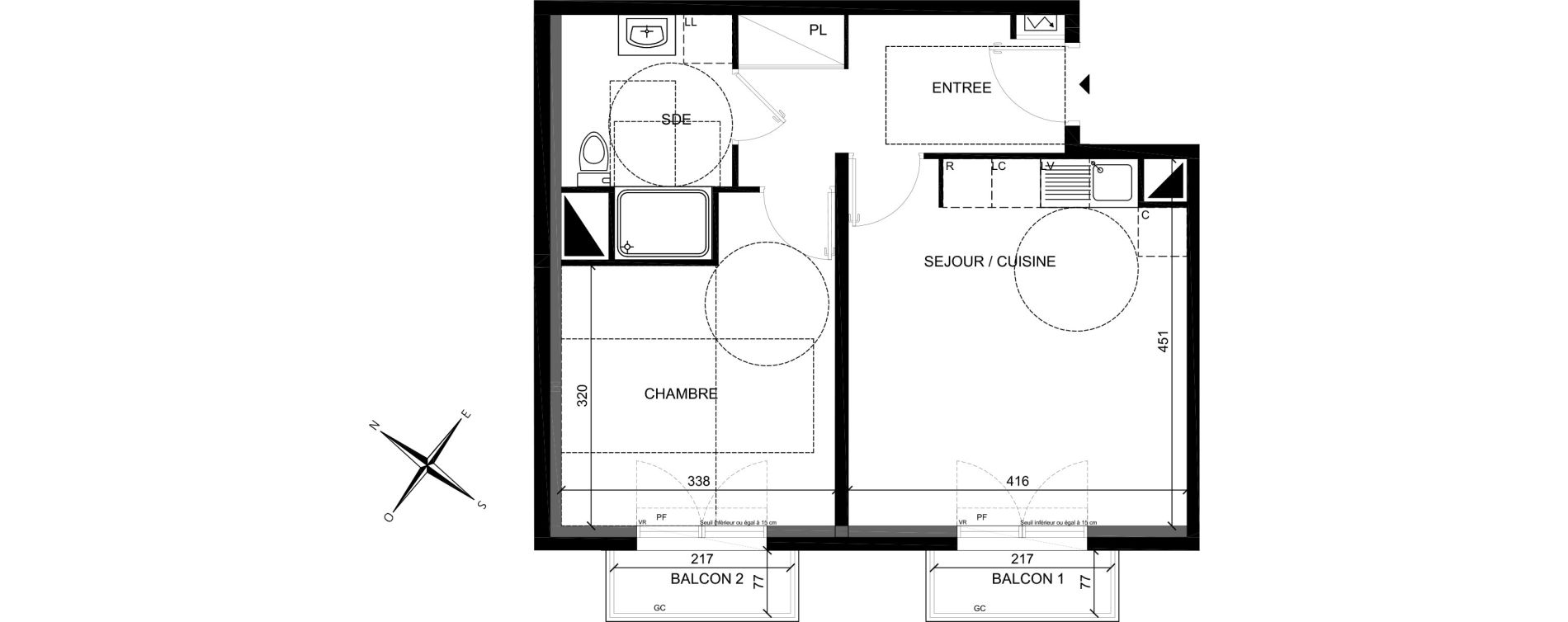 Appartement T2 de 43,25 m2 &agrave; Villiers-Sur-Marne Les perroquets