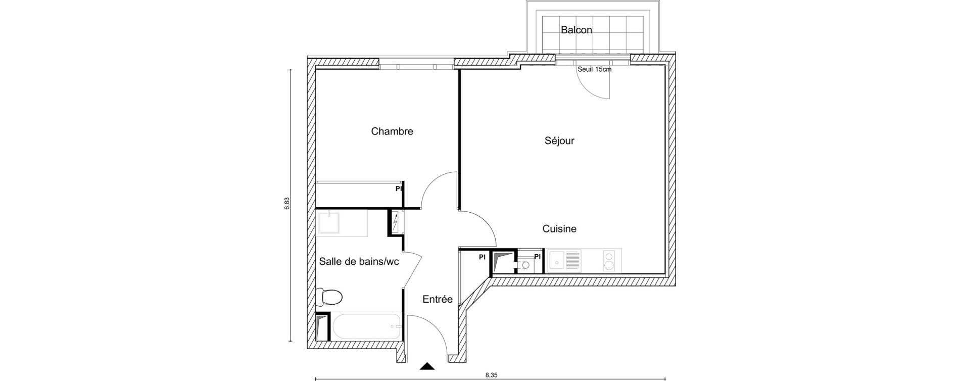 Appartement T2 de 46,08 m2 &agrave; Villiers-Sur-Marne Marne europe