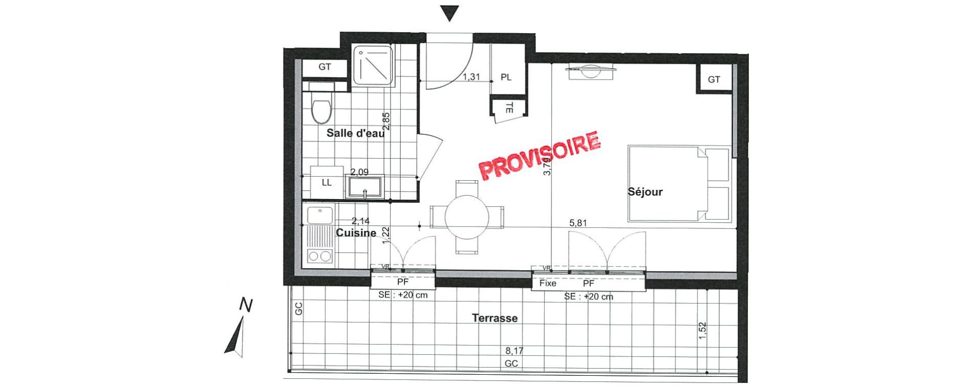 Appartement T1 de 30,00 m2 &agrave; Villiers-Sur-Marne Le cheteau