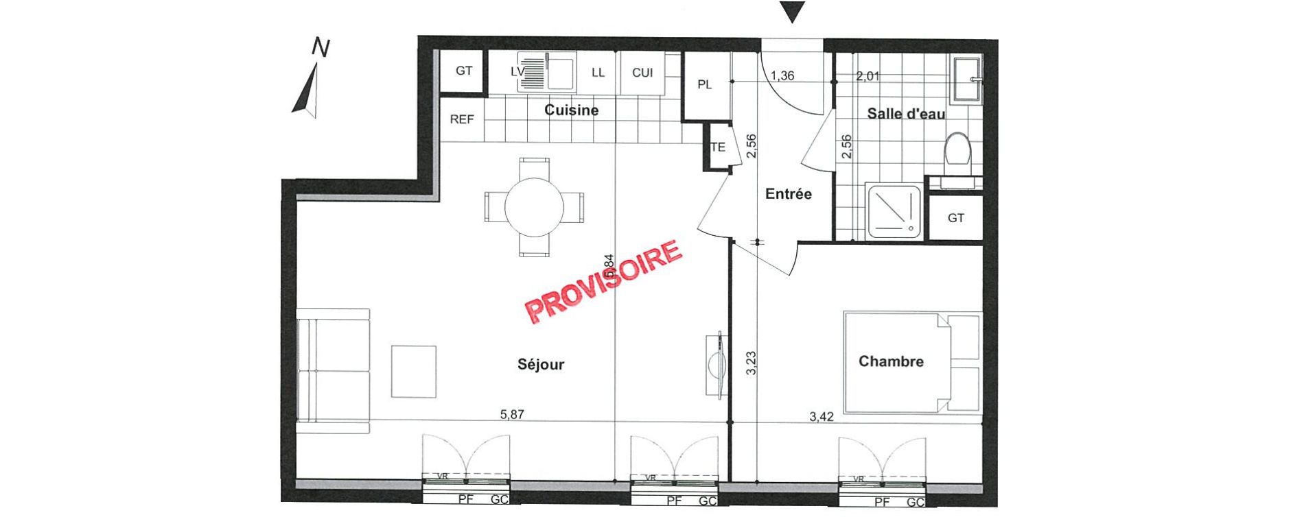 Appartement T2 de 48,80 m2 &agrave; Villiers-Sur-Marne Le cheteau