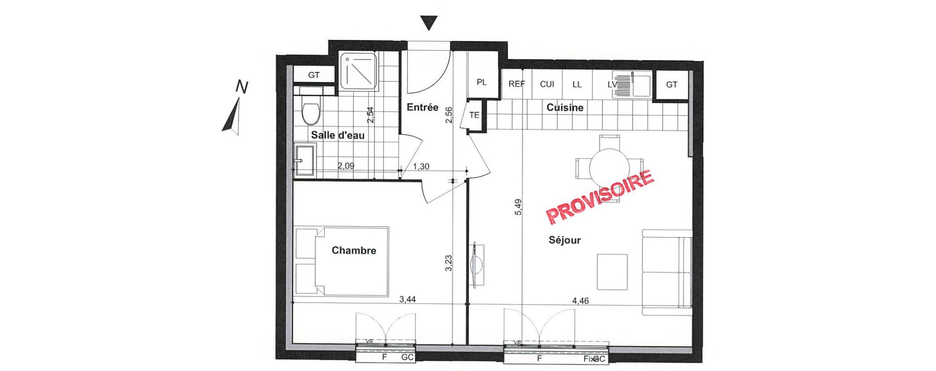 Appartement T2 de 43,20 m2 &agrave; Villiers-Sur-Marne Le cheteau