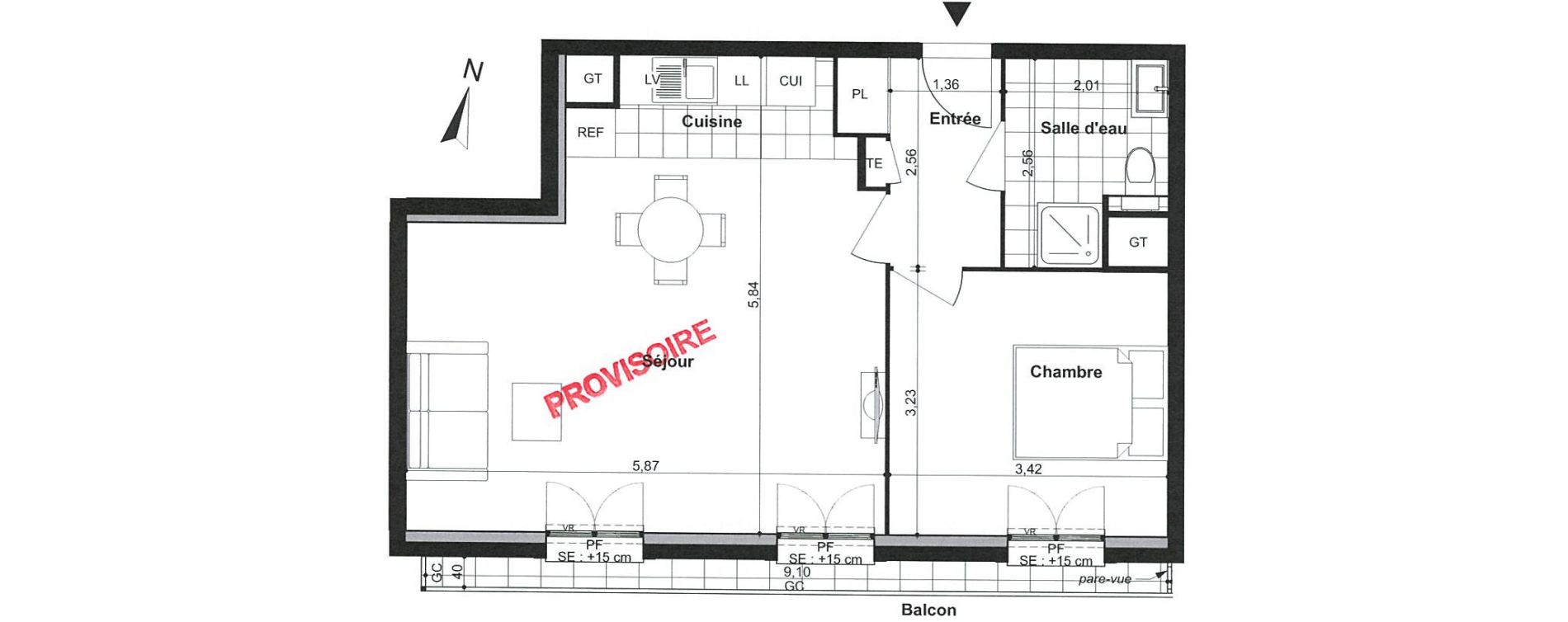 Appartement T2 de 48,80 m2 &agrave; Villiers-Sur-Marne Le cheteau