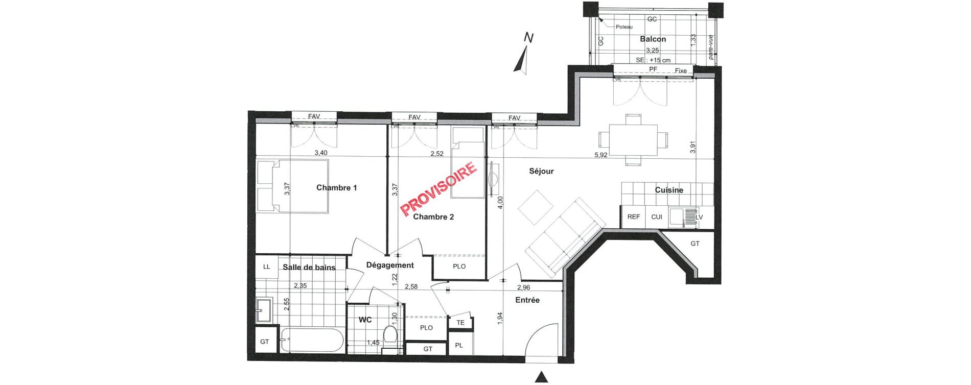 Appartement T3 de 61,10 m2 &agrave; Villiers-Sur-Marne Le cheteau