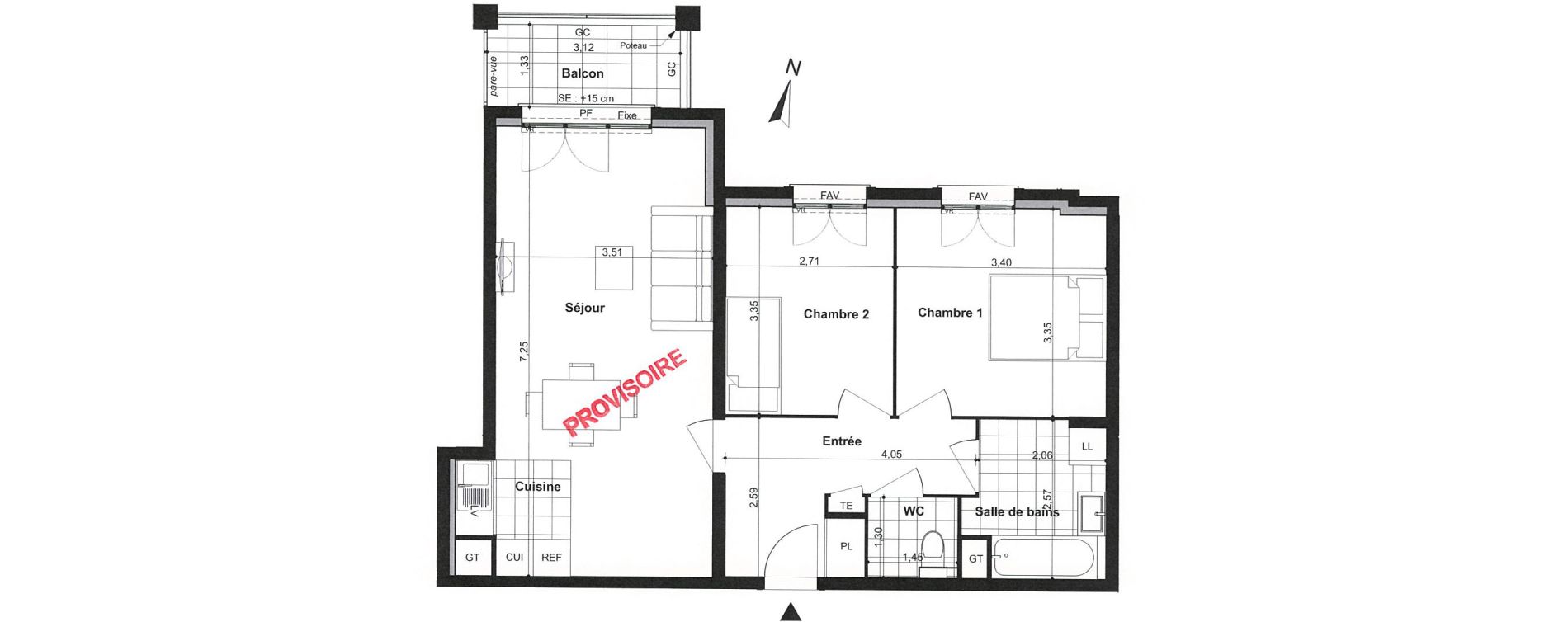 Appartement T3 de 61,40 m2 &agrave; Villiers-Sur-Marne Le cheteau