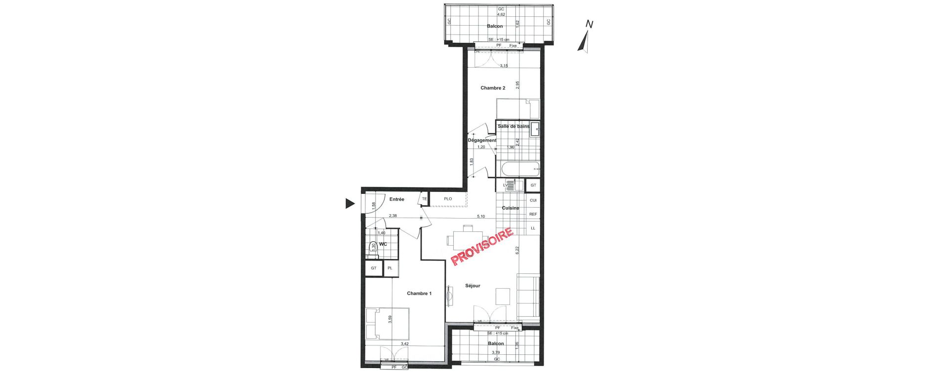 Appartement T3 de 64,90 m2 &agrave; Villiers-Sur-Marne Le cheteau