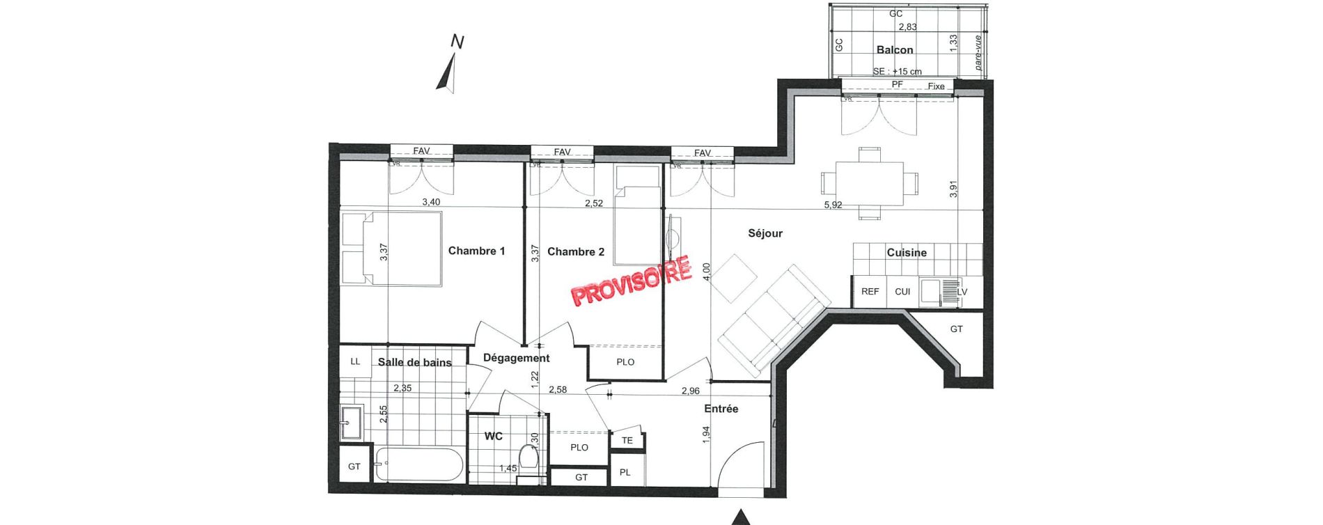 Appartement T3 de 61,10 m2 &agrave; Villiers-Sur-Marne Le cheteau