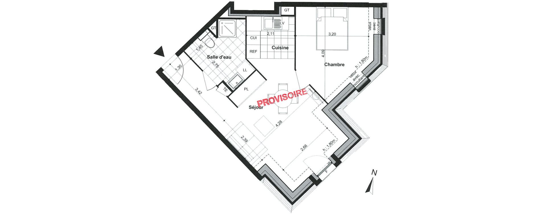 Appartement T2 de 41,80 m2 &agrave; Villiers-Sur-Marne Le cheteau