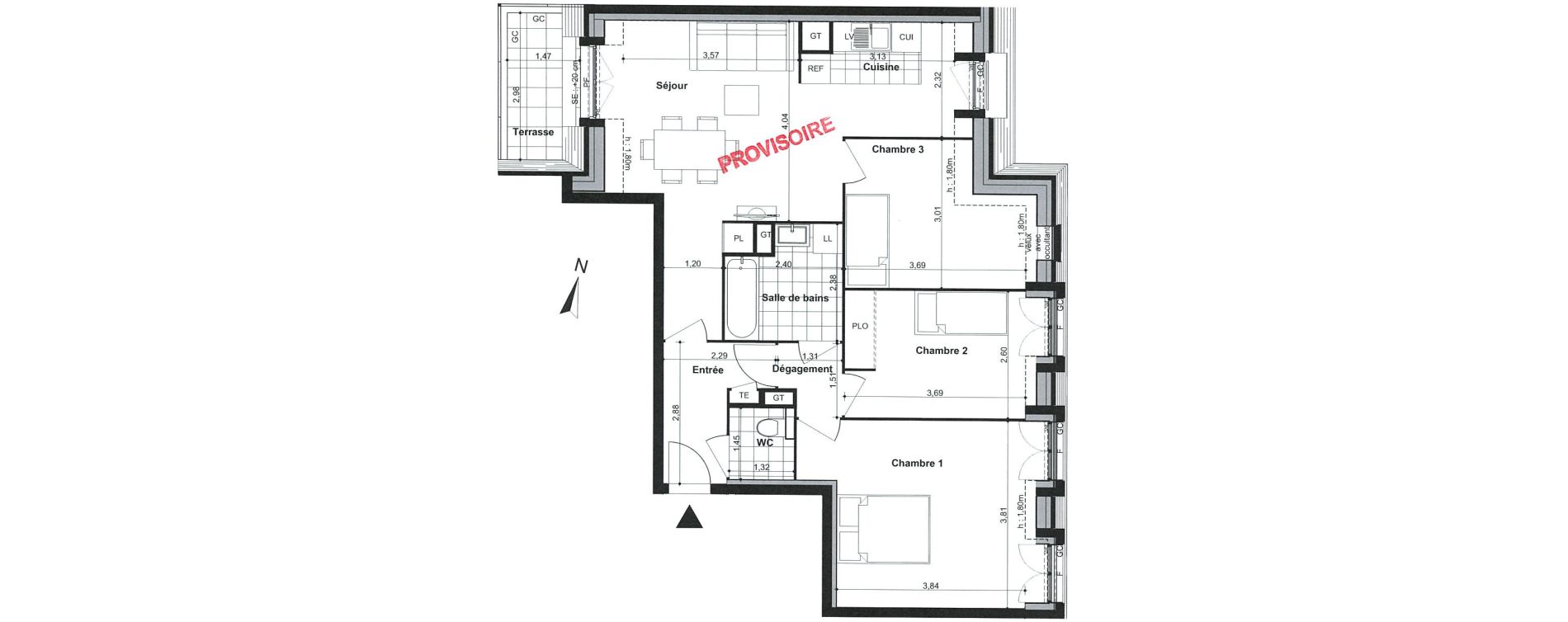 Appartement T4 de 76,50 m2 &agrave; Villiers-Sur-Marne Le cheteau