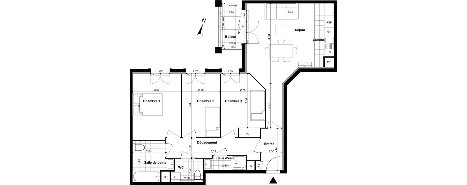 Appartement T4 de 78,70 m2 &agrave; Villiers-Sur-Marne Le cheteau