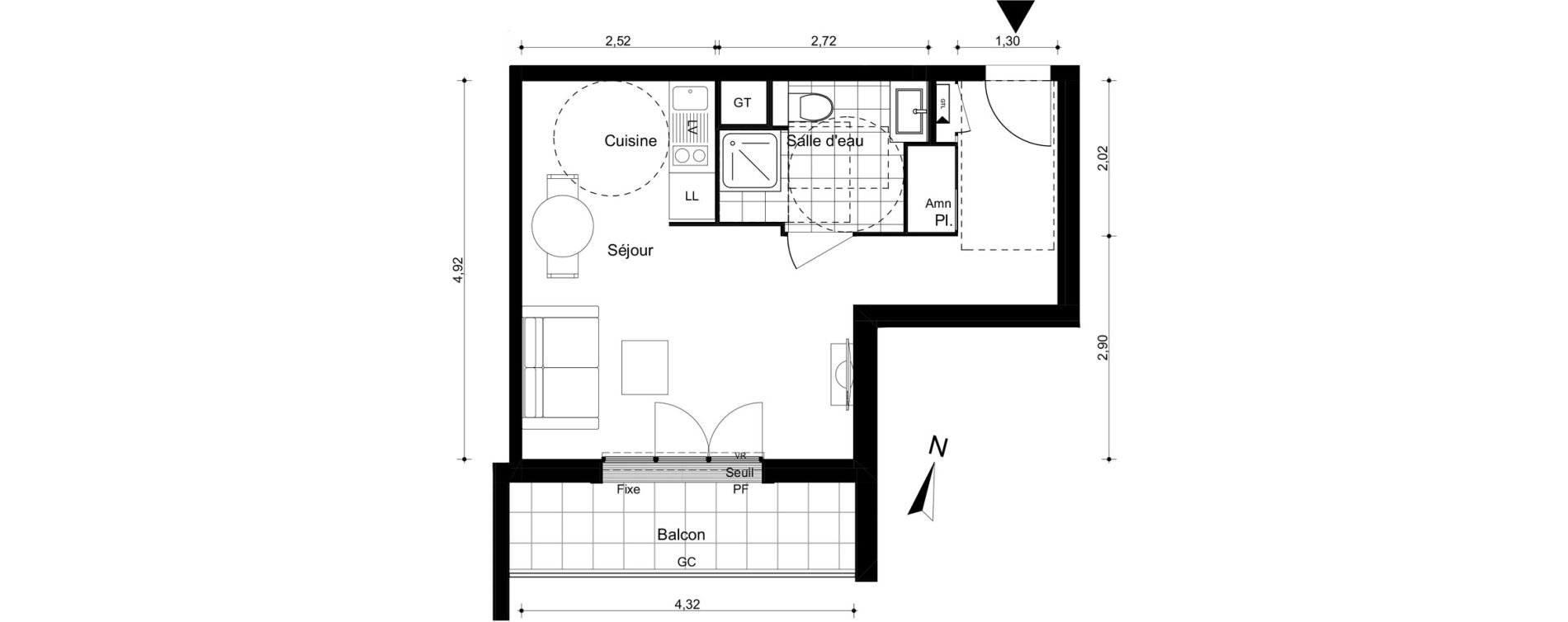 Appartement T1 de 28,08 m2 &agrave; Villiers-Sur-Marne Le cheteau
