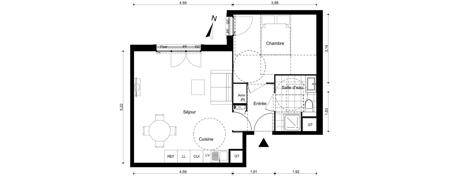 Appartement T2 de 44,52 m2 &agrave; Villiers-Sur-Marne Le cheteau