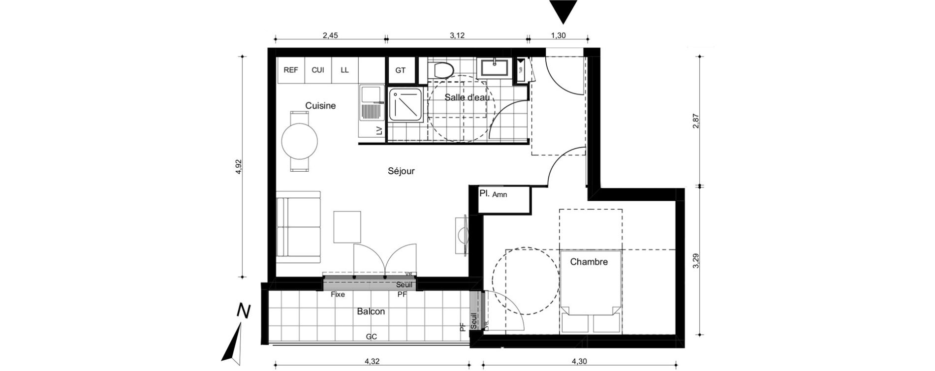 Appartement T2 de 41,53 m2 &agrave; Villiers-Sur-Marne Le cheteau