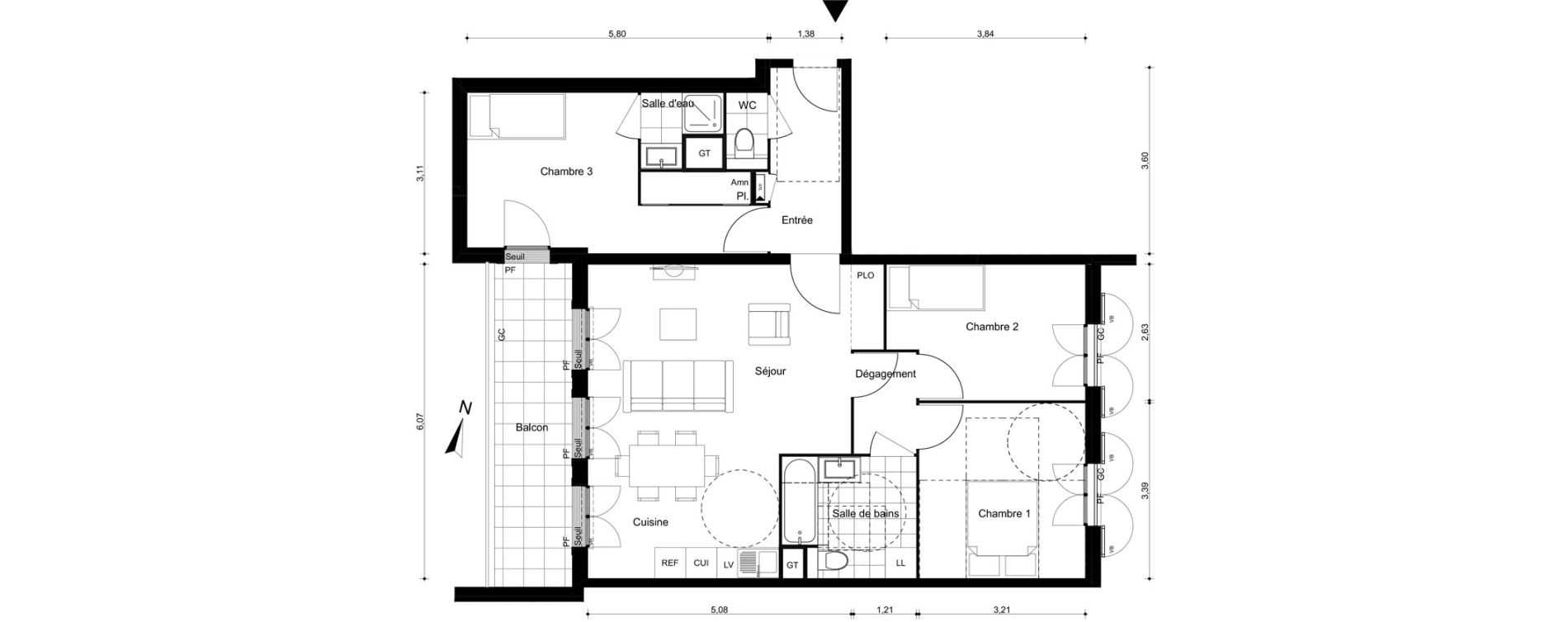 Appartement T4 de 78,89 m2 &agrave; Villiers-Sur-Marne Le cheteau
