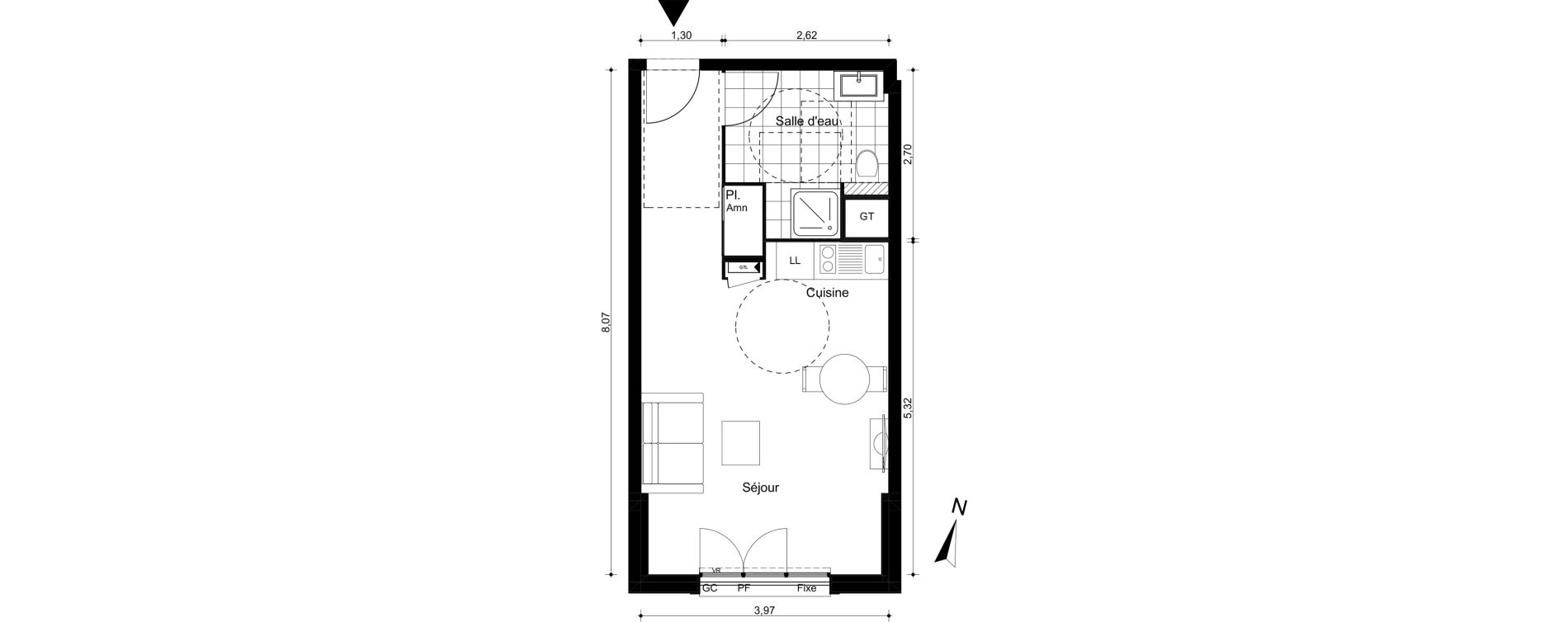 Appartement T1 de 30,68 m2 &agrave; Villiers-Sur-Marne Le cheteau
