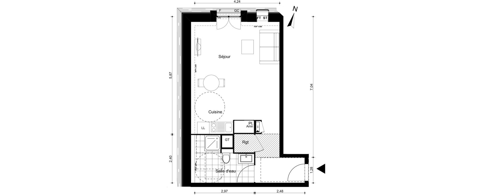 Appartement T1 de 34,57 m2 &agrave; Villiers-Sur-Marne Le cheteau