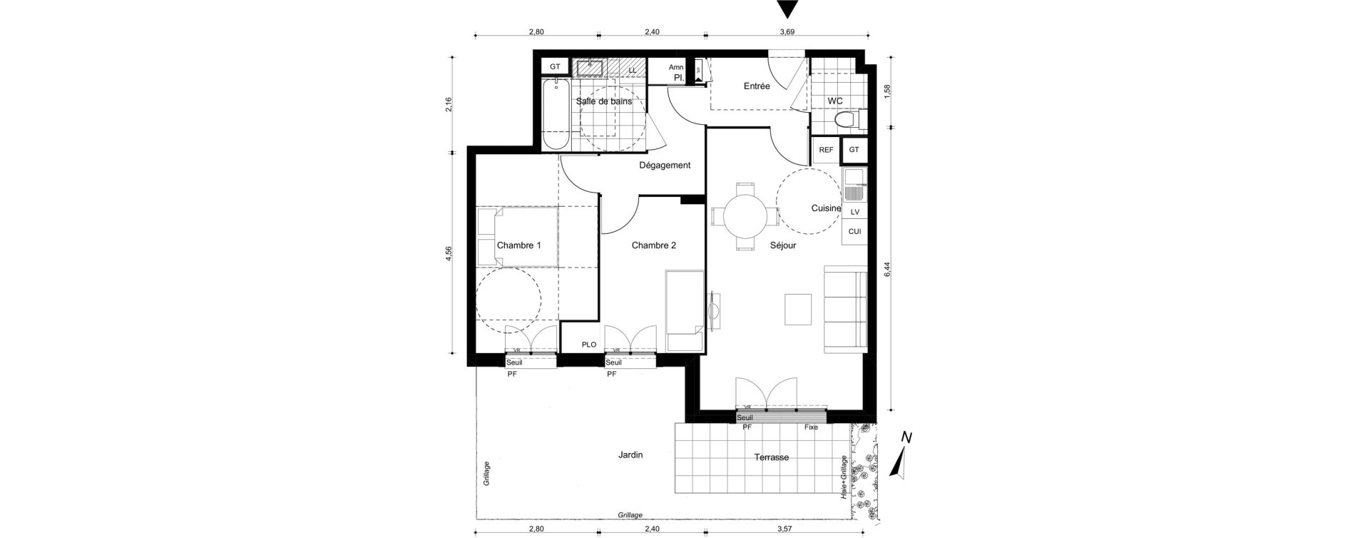 Appartement T3 de 60,08 m2 à Villiers-Sur-Marne Le cheteau