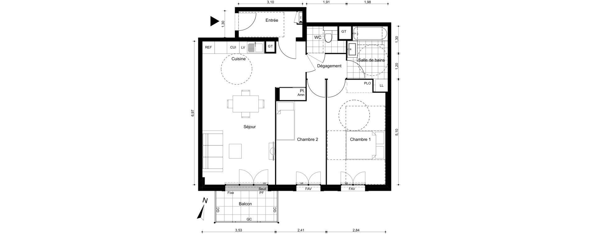 Appartement T3 de 66,91 m2 &agrave; Villiers-Sur-Marne Le cheteau