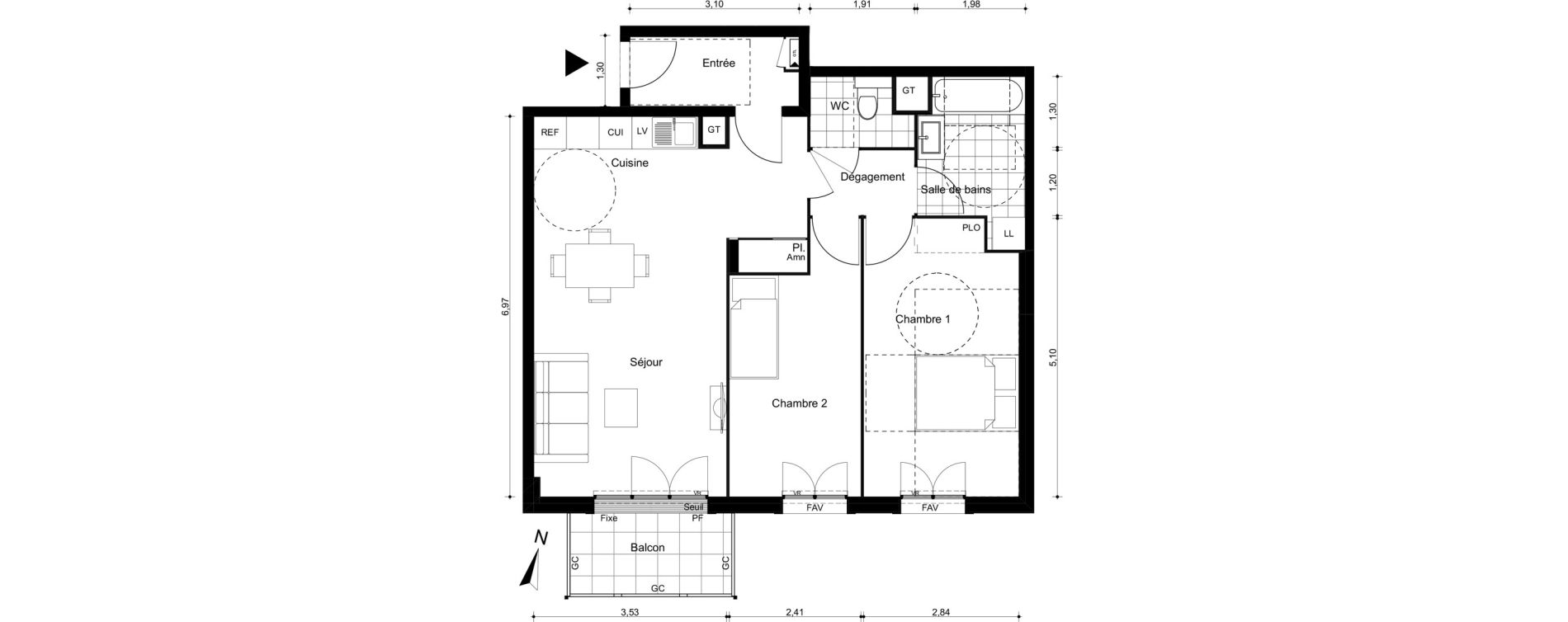 Appartement T3 de 66,91 m2 &agrave; Villiers-Sur-Marne Le cheteau