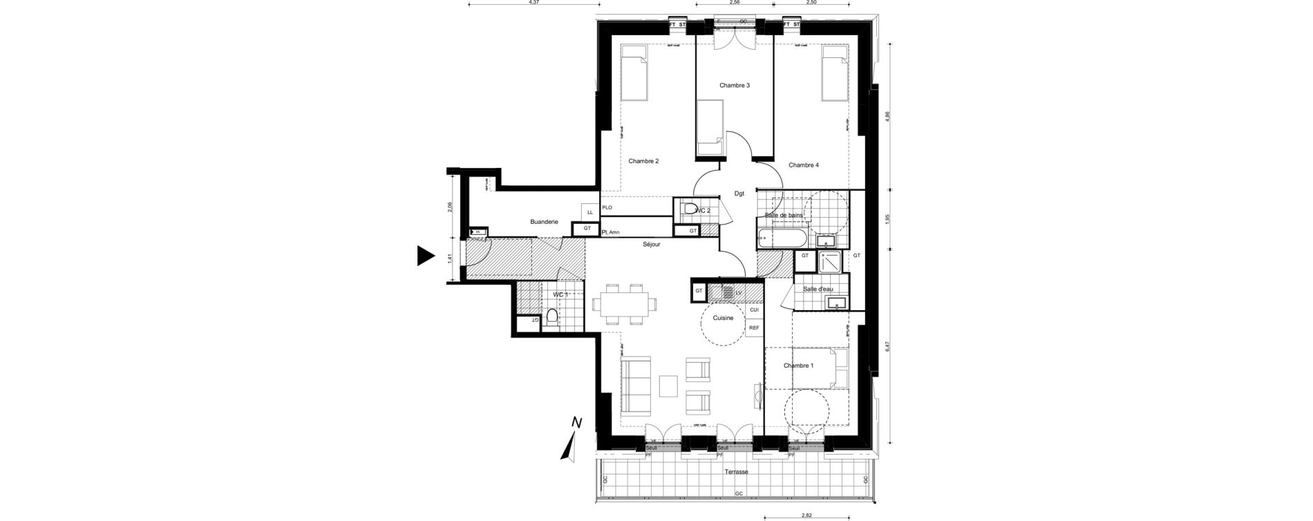Appartement T5 de 117,38 m2 &agrave; Villiers-Sur-Marne Le cheteau