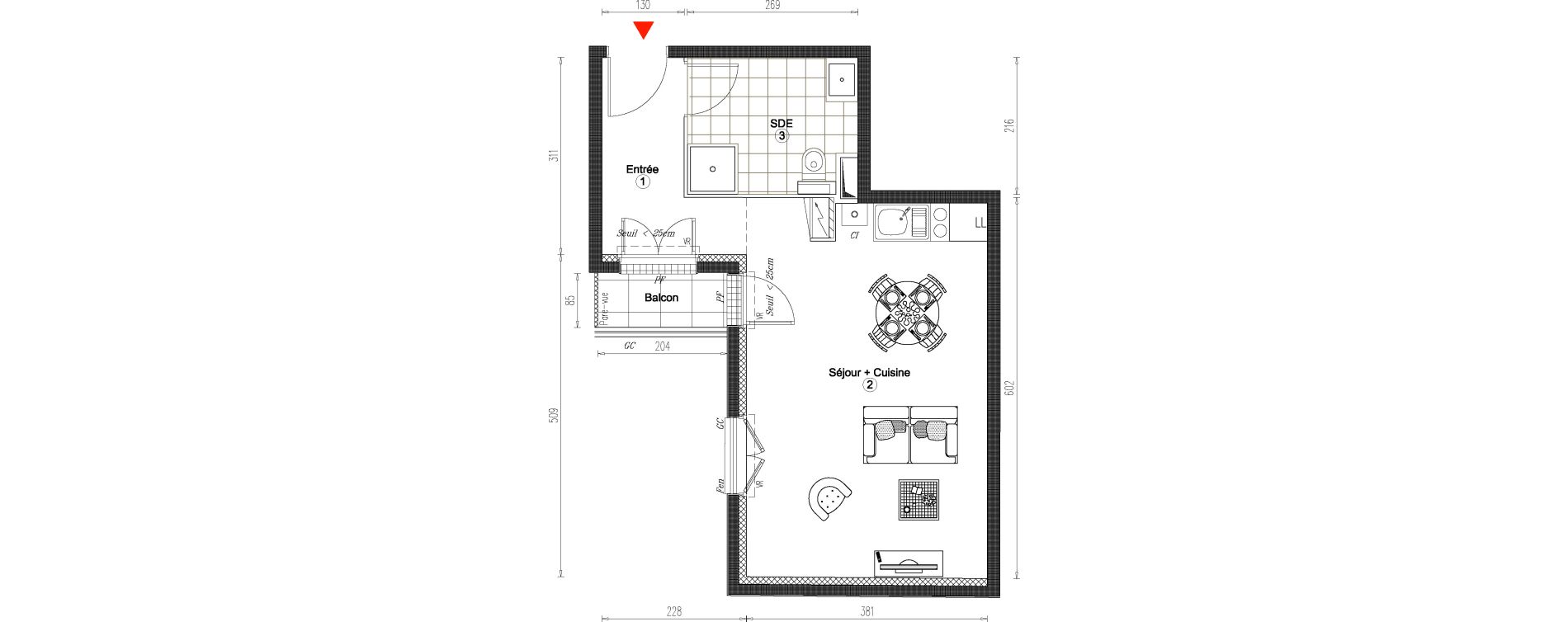 Appartement T1 de 33,10 m2 &agrave; Villiers-Sur-Marne Le cheteau