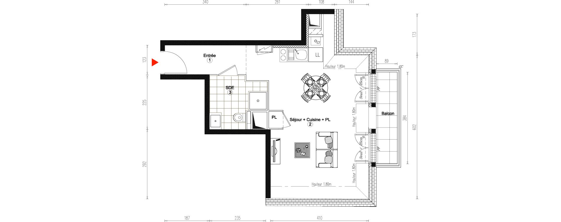 Appartement T1 de 31,54 m2 &agrave; Villiers-Sur-Marne Le cheteau