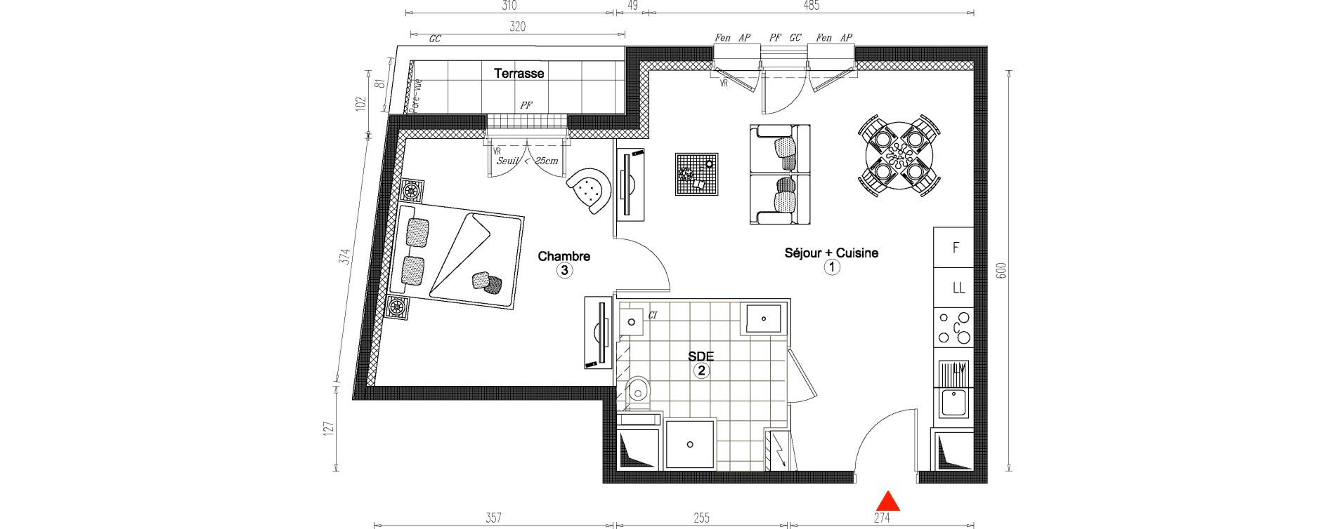 Appartement T2 de 42,33 m2 &agrave; Villiers-Sur-Marne Le cheteau