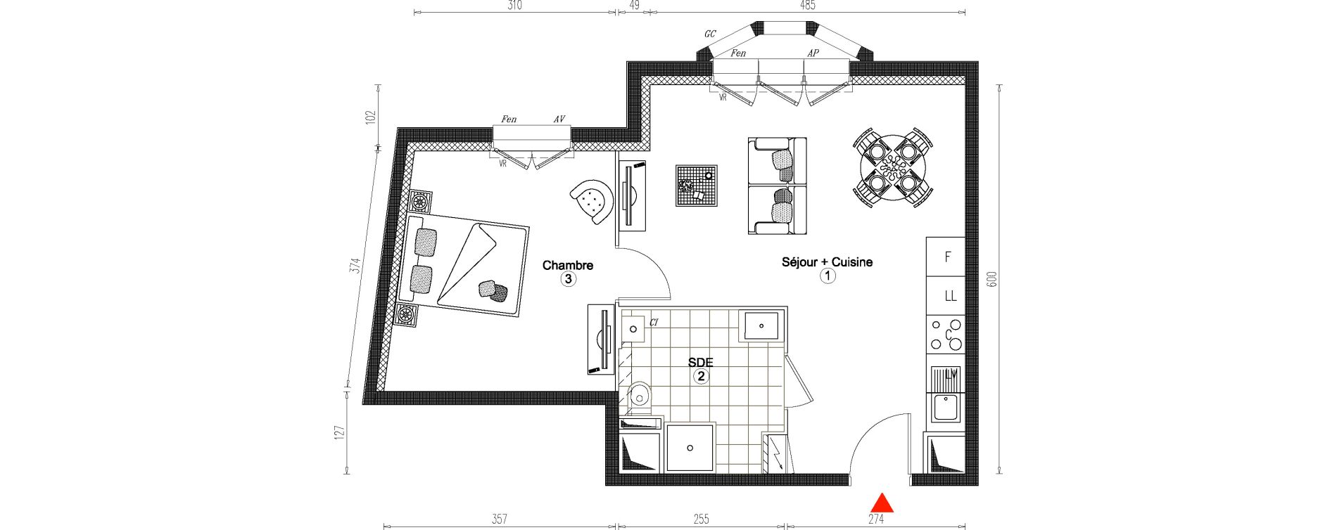 Appartement T2 de 42,33 m2 &agrave; Villiers-Sur-Marne Le cheteau