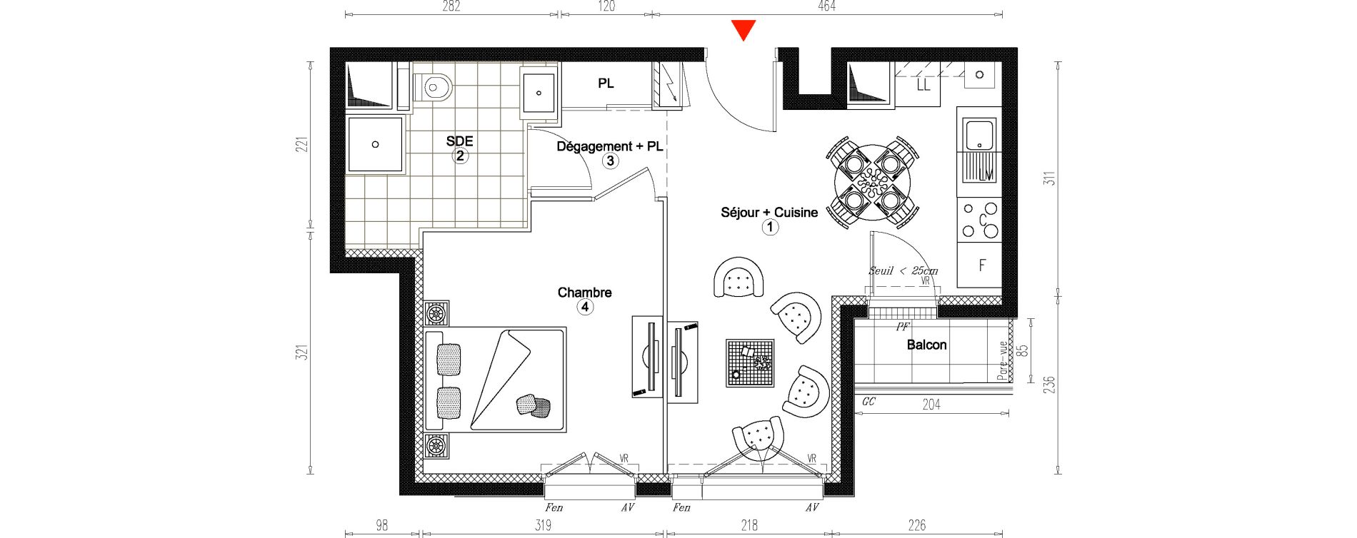 Appartement T2 de 36,89 m2 &agrave; Villiers-Sur-Marne Le cheteau