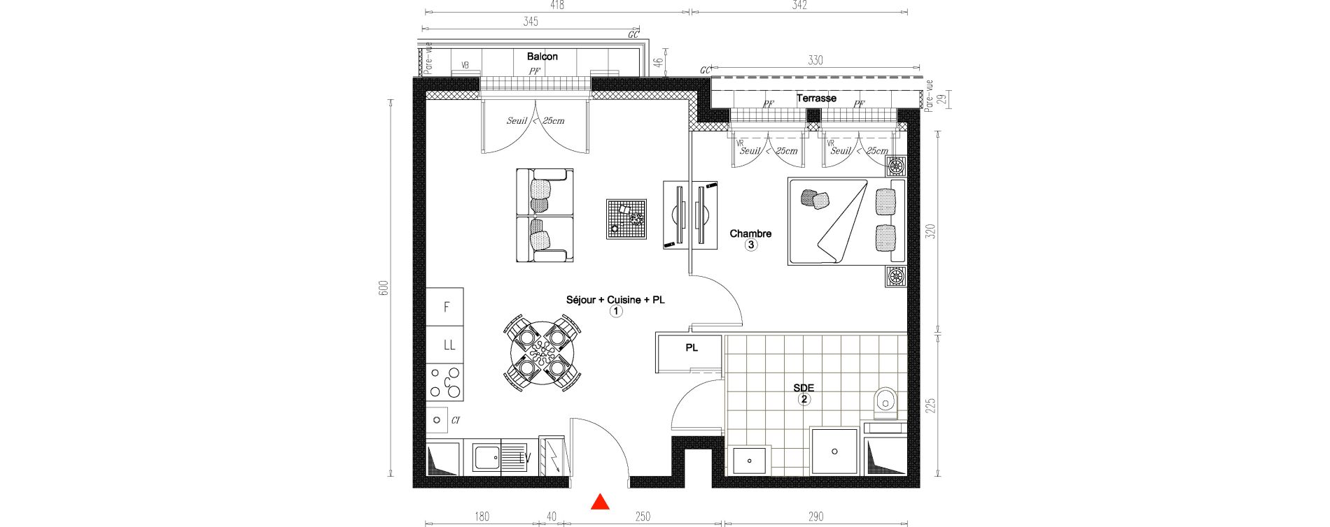 Appartement T2 de 41,85 m2 &agrave; Villiers-Sur-Marne Le cheteau