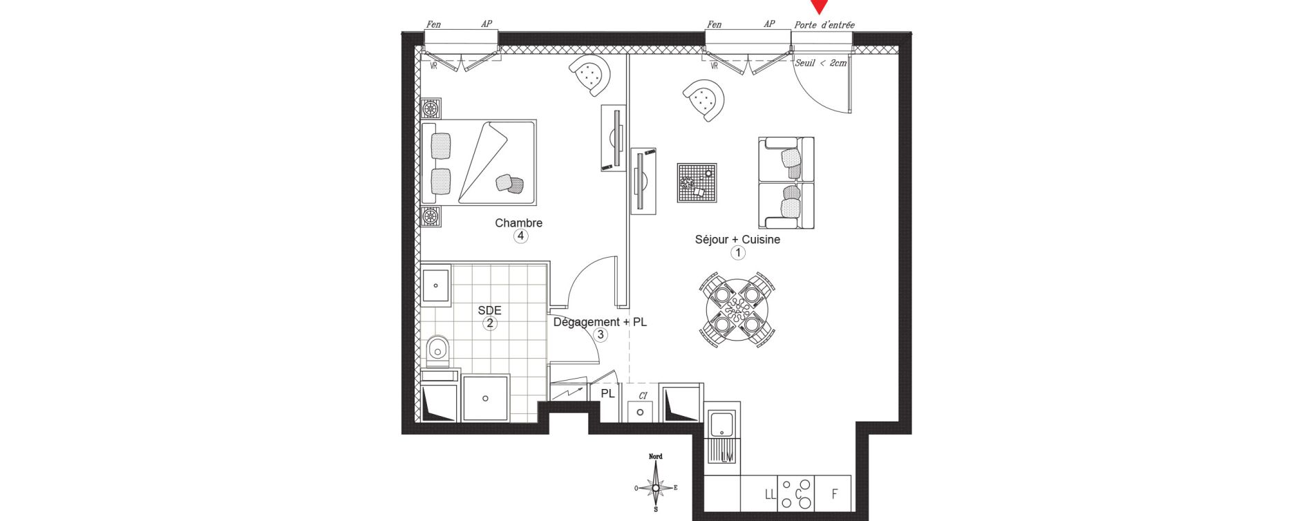 Appartement T2 de 48,21 m2 à Villiers-Sur-Marne Le cheteau