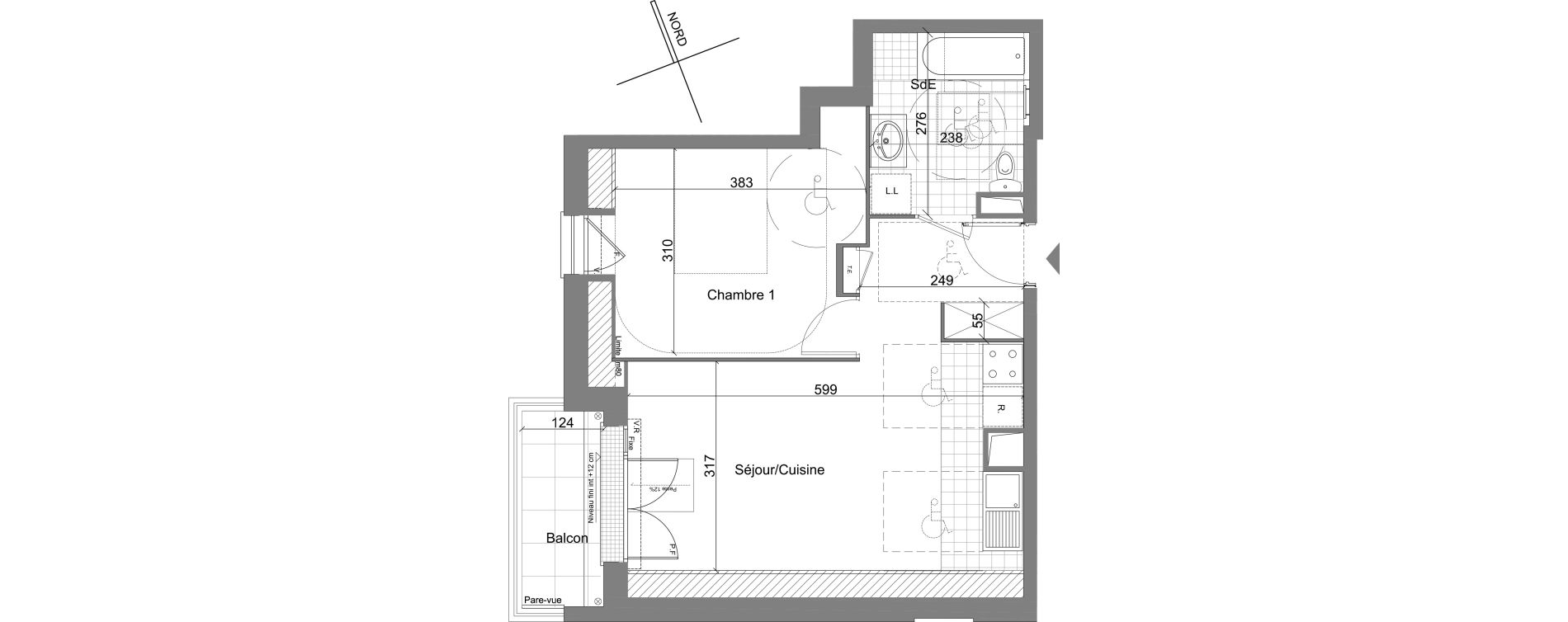 Appartement T2 de 42,56 m2 &agrave; Villiers-Sur-Marne Centre