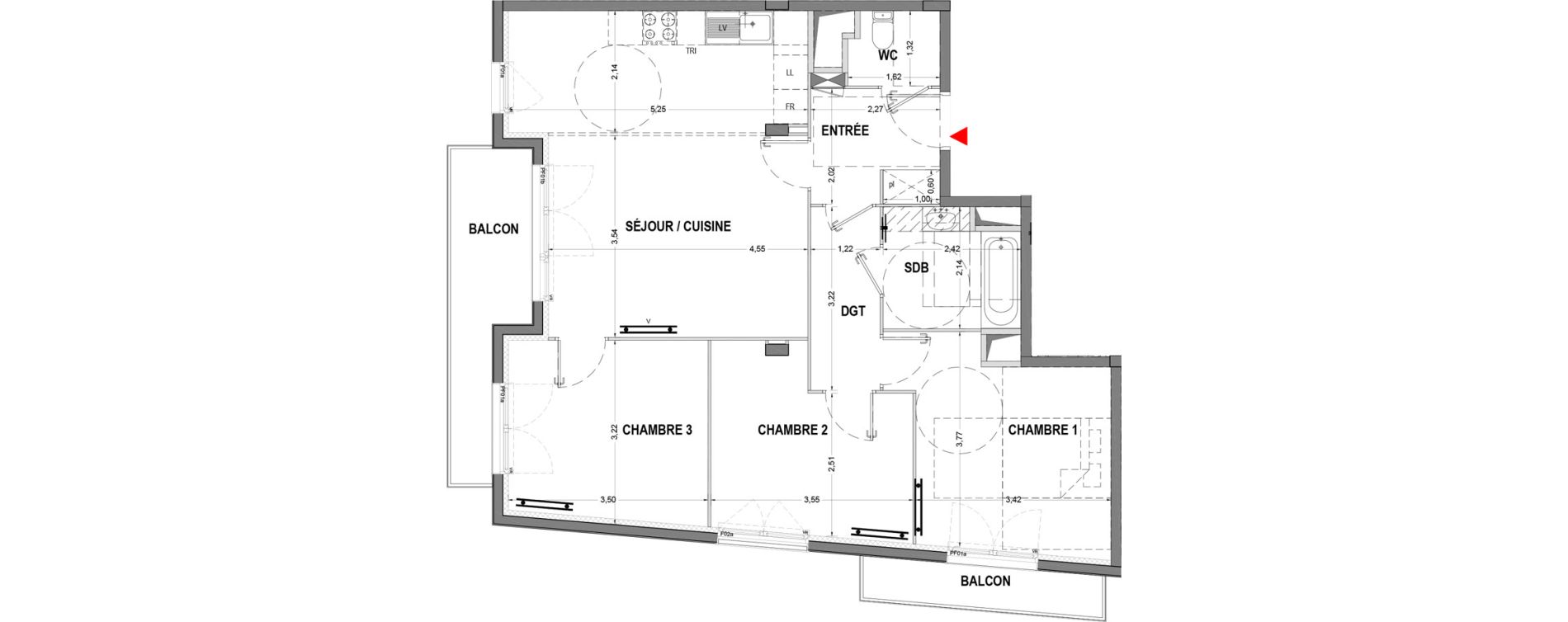 Appartement T4 de 76,42 m2 &agrave; Vitry-Sur-Seine Les ardoines