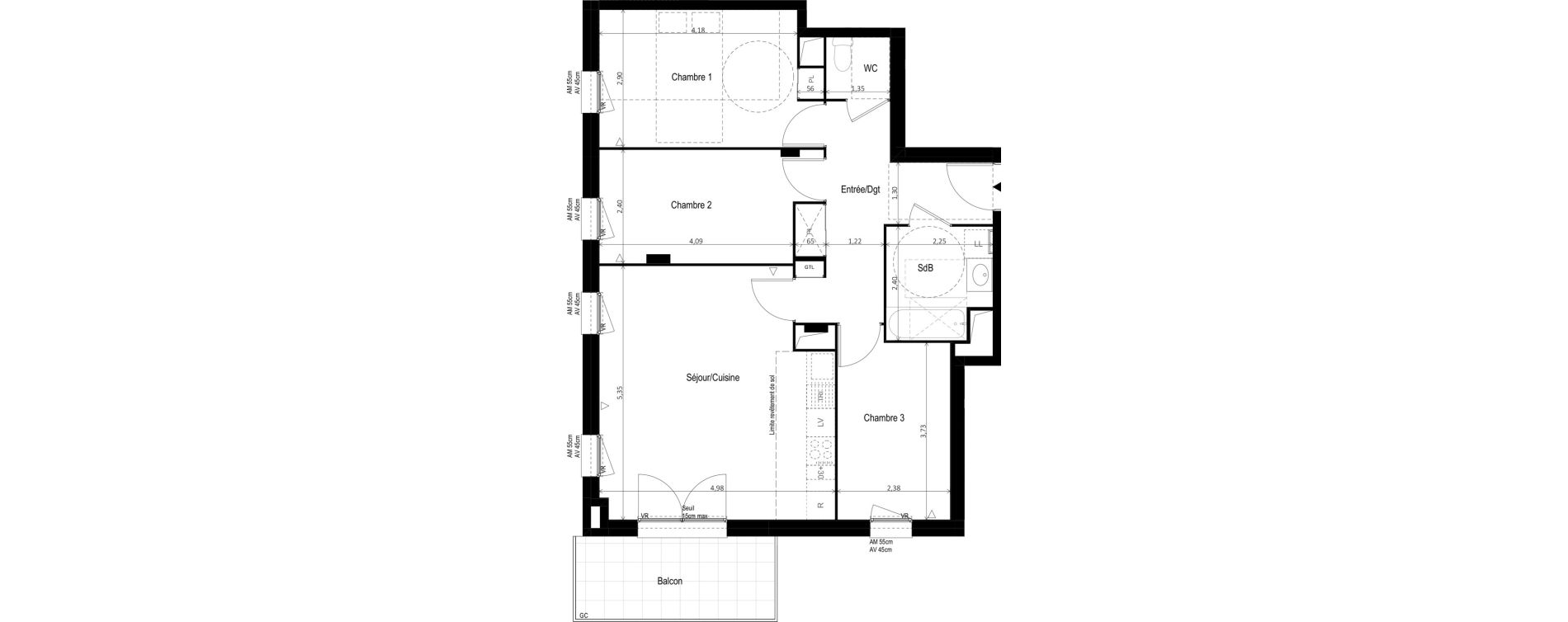 Appartement T4 de 74,74 m2 &agrave; Vitry-Sur-Seine Les ardoines