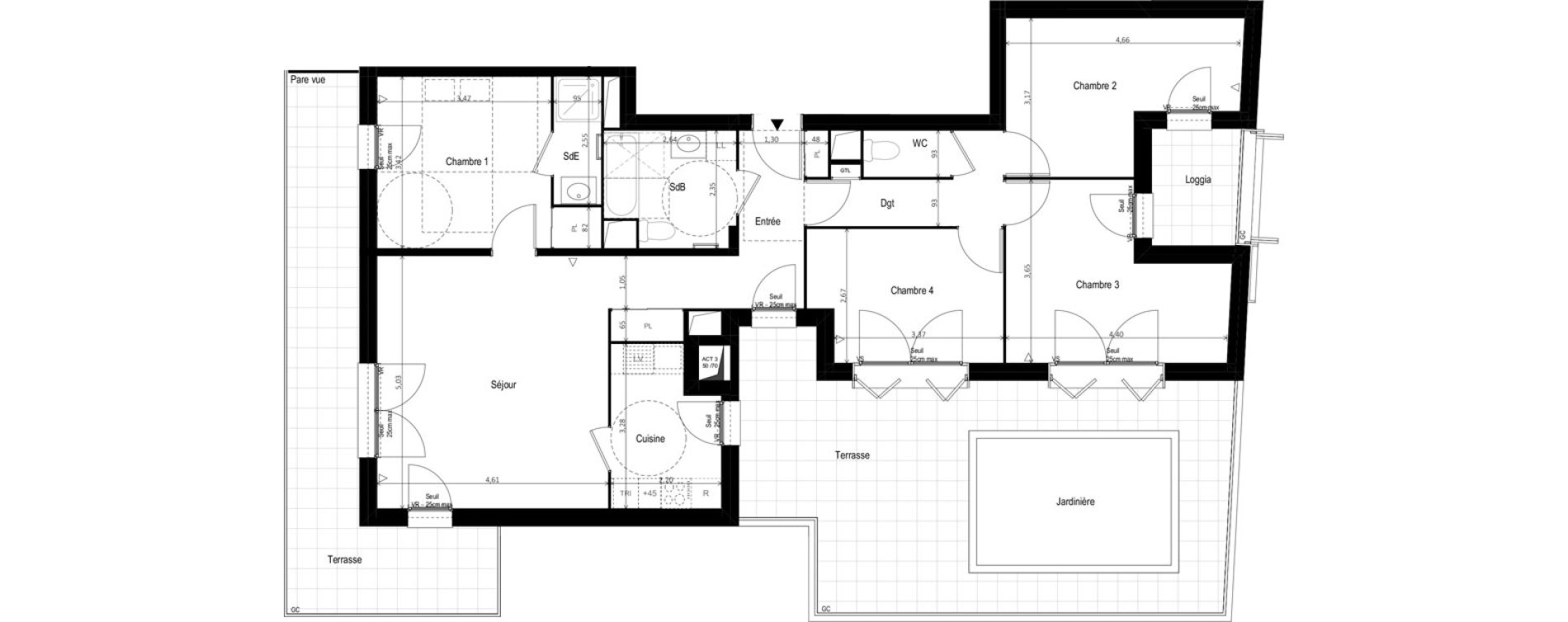 Appartement T5 de 100,65 m2 &agrave; Vitry-Sur-Seine Les ardoines