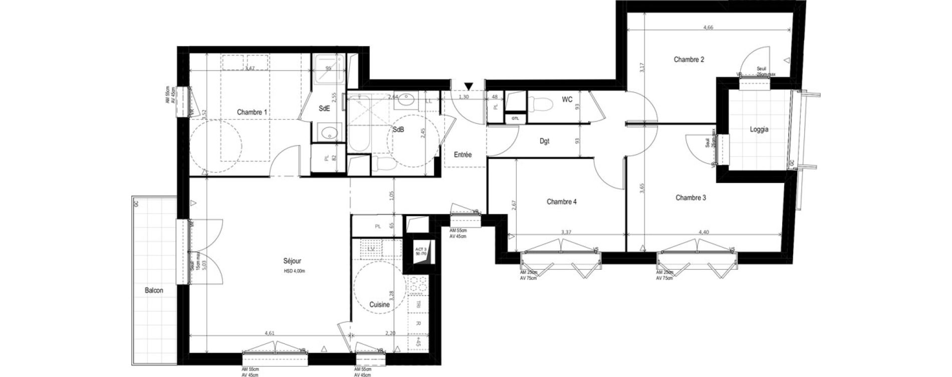 Appartement T5 de 101,22 m2 &agrave; Vitry-Sur-Seine Les ardoines