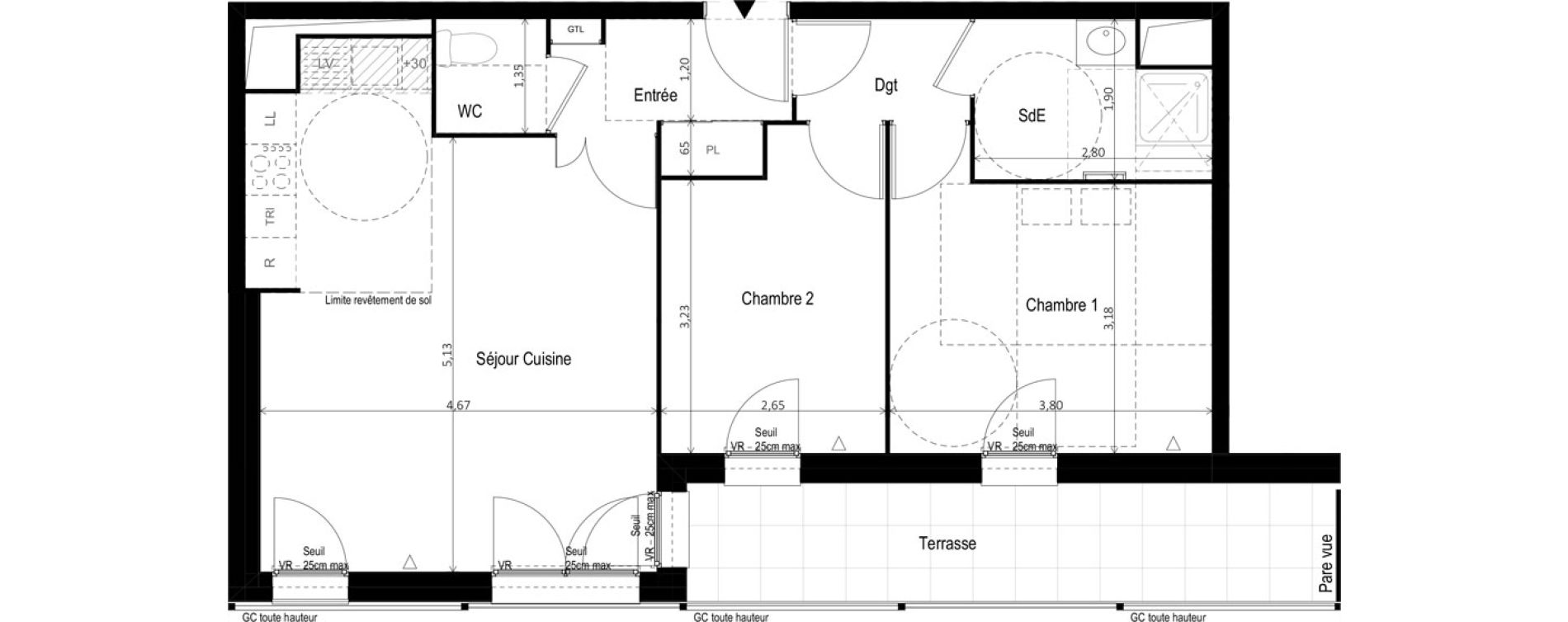 Appartement T3 de 61,96 m2 &agrave; Vitry-Sur-Seine Les ardoines