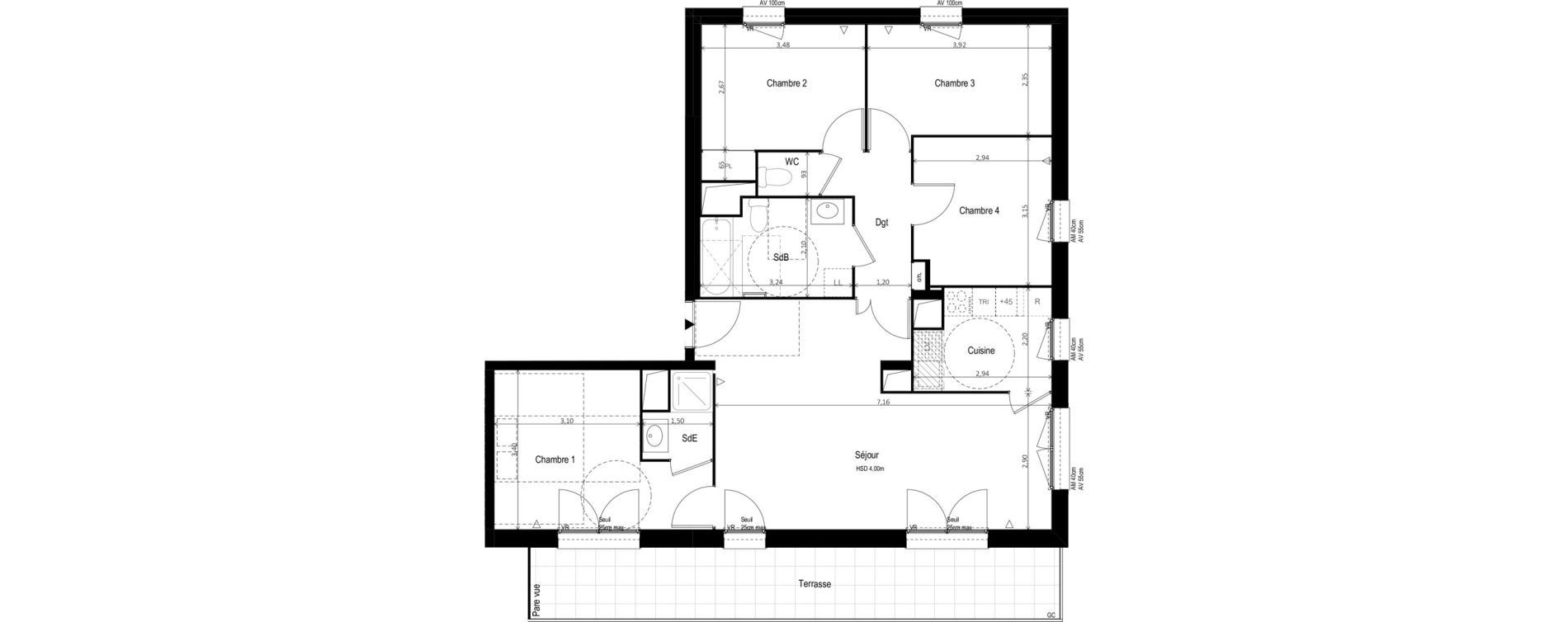 Appartement T5 de 90,96 m2 &agrave; Vitry-Sur-Seine Les ardoines